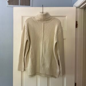 Lush Cream Turtleneck Sweater Pullover Rib Knit Seamed Size S NWT Neutral
